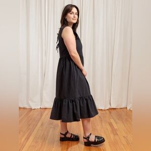NWT BIRDIE SLEEVELESS DRESS CRINKLE COTTON BLACK